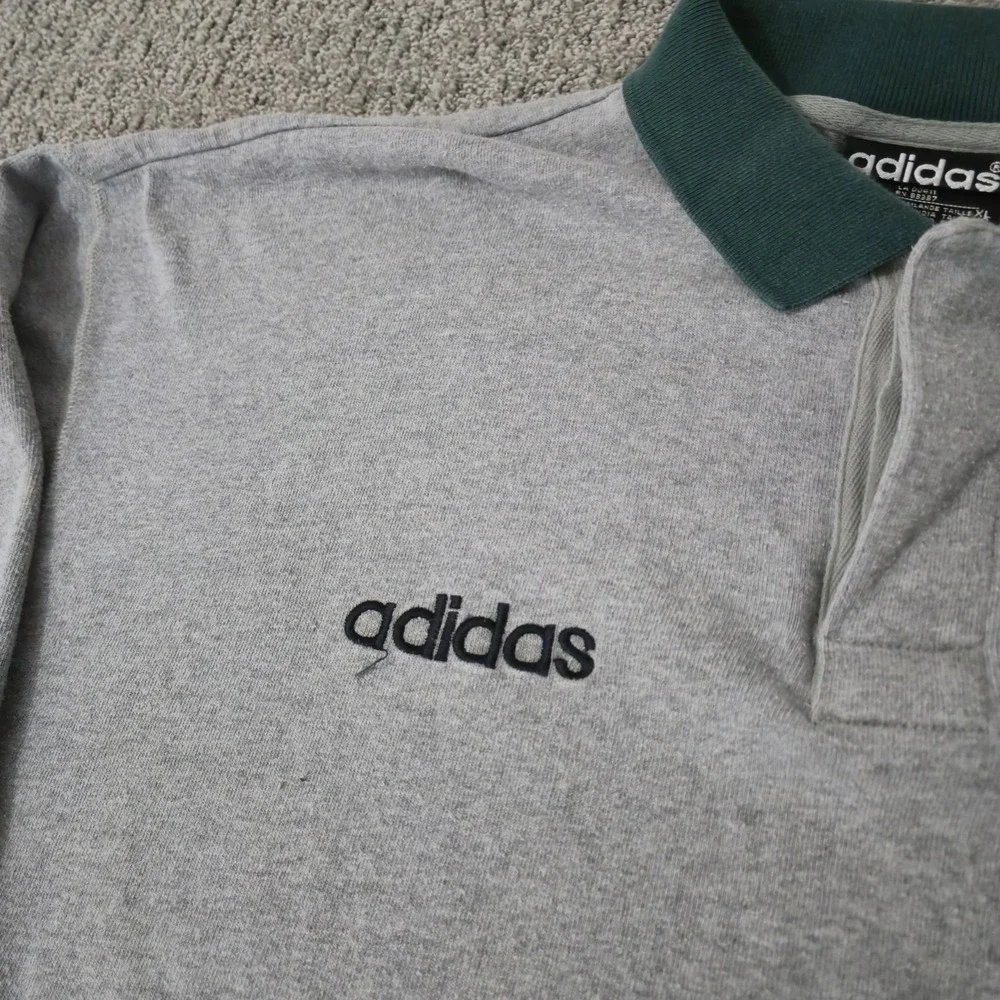 VTG 90s Adidas Long-Sleeve Rugby Polo Shirt #3 Men's XL Green Striped Soccer